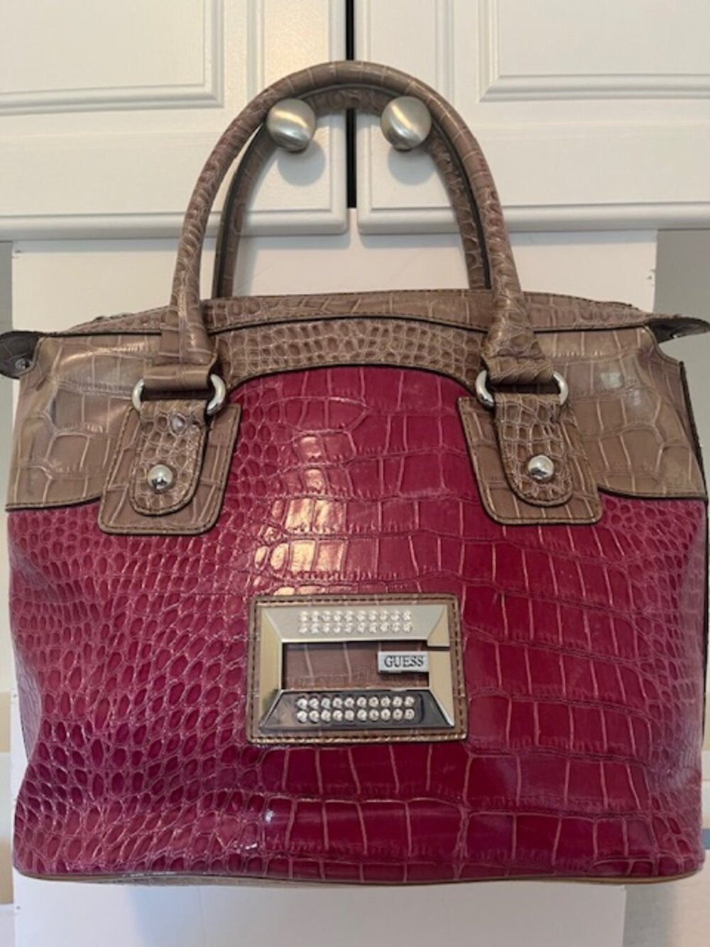 GUESS large color block satchel.
